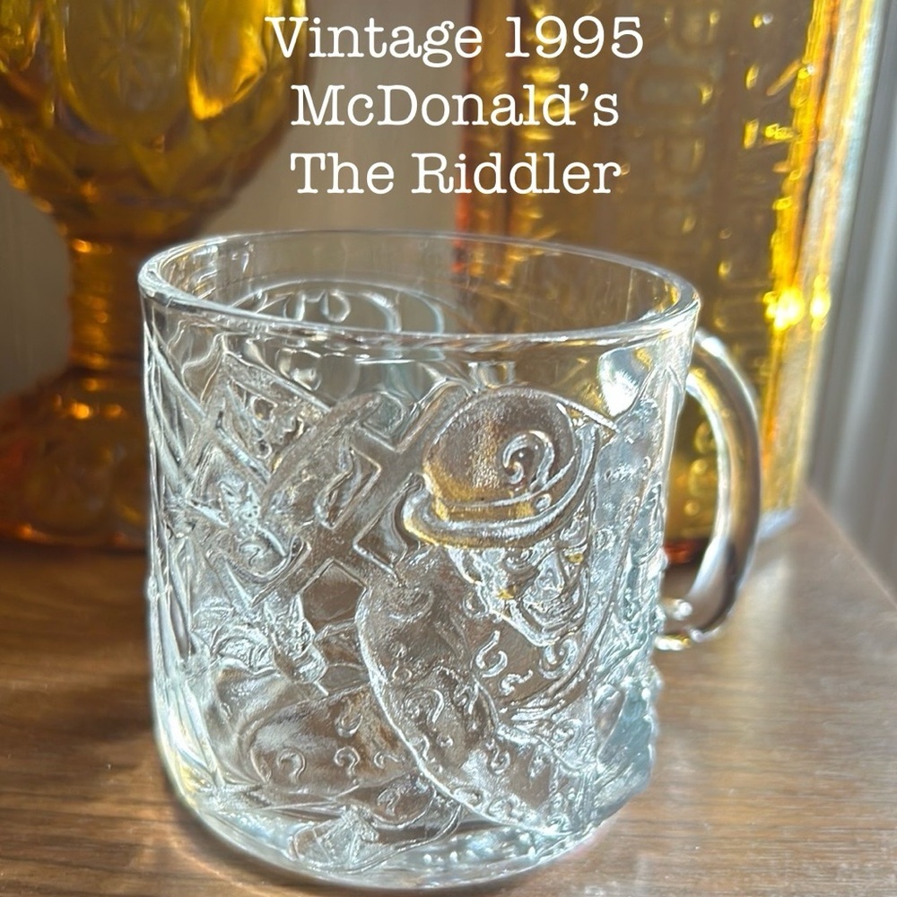 Vintage 1995 McDonalds The Riddler Glass Mug
